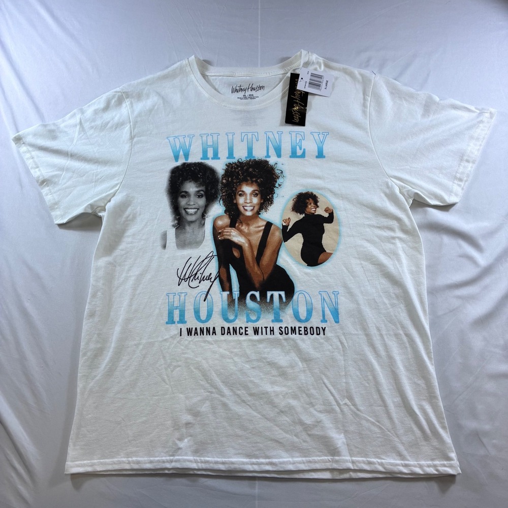Whitney Houston I Wanna Dance With Somebody Graphic T-Shirt White XL NWT